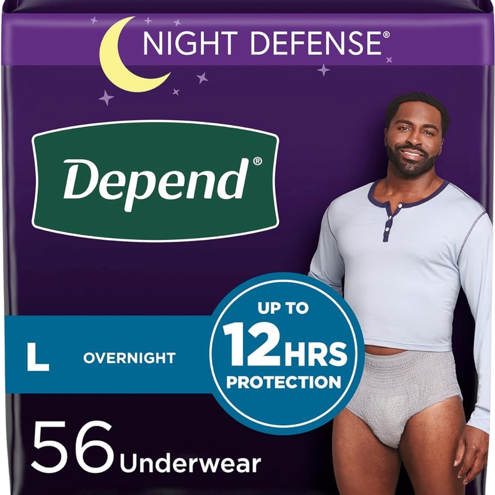 NWOT - Size L - 56 Depend Night Defense Adult Incontinence Underwear for Men